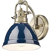 Duncan 1-Bulb Bath Vanity in Aged Brass with Matte Navy- Bathroom Light Fixtures, Vanity Lights for Bathroom,