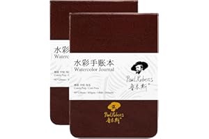 Paul Rubens Watercolor Journal, 2 Pack 40 Sheets 100% Cotton Acid-Free Cold Press Watercolor Sketchbook 3.54 * 5.04 Inches, 1