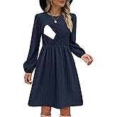 CzzzyL Women Nursing Dress Long Sleeve Round Neck Maternity Flowy Knee Length Babydoll