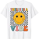 Twelve is A Vibe 12th Birthday Groovy Boys Girls 12 Year Old T-Shirt
