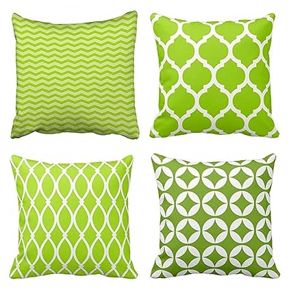 Amazon Com Emvency Set Of 4 Throw Pillow Covers Lime Green