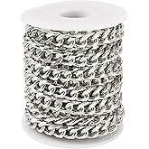 Pandahall 16.40 Feet Aluminium Curb Chains Platinum Cable Link Chains 12x9x3.5mm Unwelded Chunky Jewelry Chains for DIY Bracelet Necklace Jewelry Making Men Hip Hop Chain