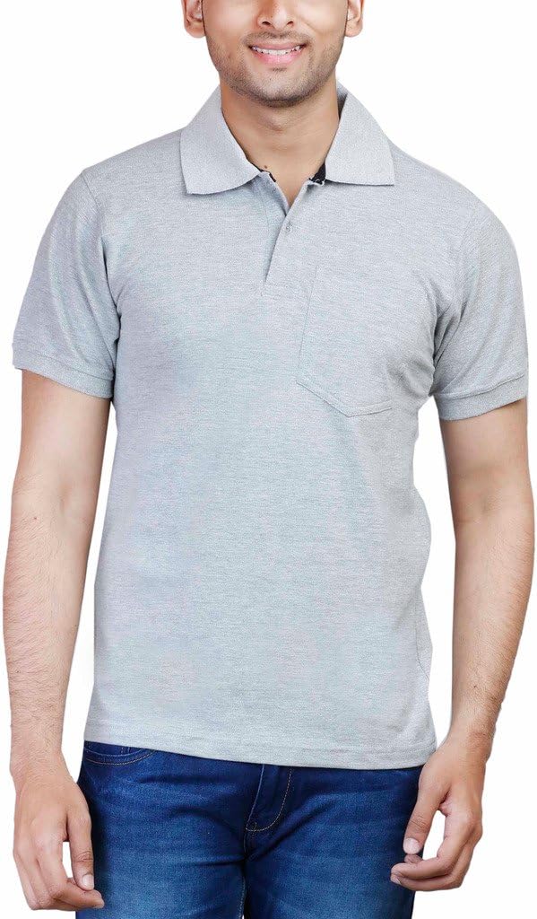 FLEXIMAA Mens Cotton Polo Collar T-Shirt