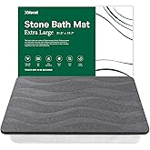 XMarrat Large Stone Bath Mat, 31.5'' x 19.7'' Super Absorbent Diatomaceous Earth Bath Mat Large, Quick Drying Non-Slip Diatomite Stone Bath Mats for Bathroom, Easy to Clean (Dark Gray)