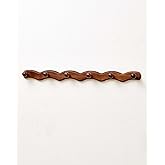 Wood Coat Rack Wall Mount - Walnut Coats Hook Hanger Wall-Mounted, Wave-Shaped Entryway Hanging Racks with 6 Hooks for Jacket Keys Hats Robes Towels Bags, Living Room Mudroom Bathroom Bedroom Hallway