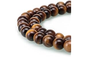 BRCbeads Tiger Eye Gemstone Loose Beads Round 8mm Crystal Energy Stone Healing Power for Jewelry Making- Yellow