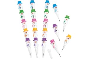 Fun Express Stackable Snowman Pencils, Set of 12 - Each has 5 Writing Tips - Christmas Party Favors and Classroom Handouts