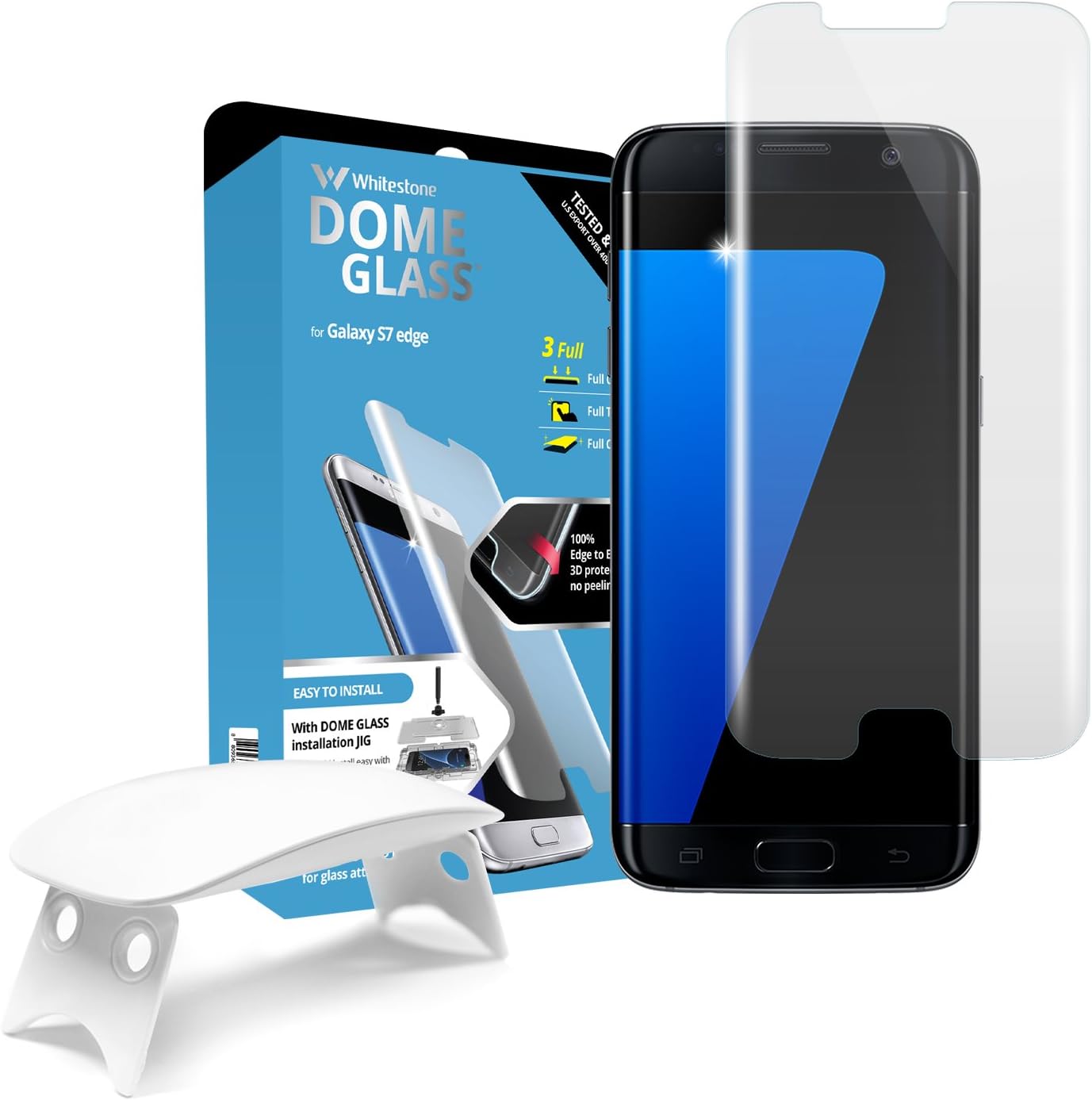 Whitestone Dome glass (For S7 Edge), screen protector, [Full clear