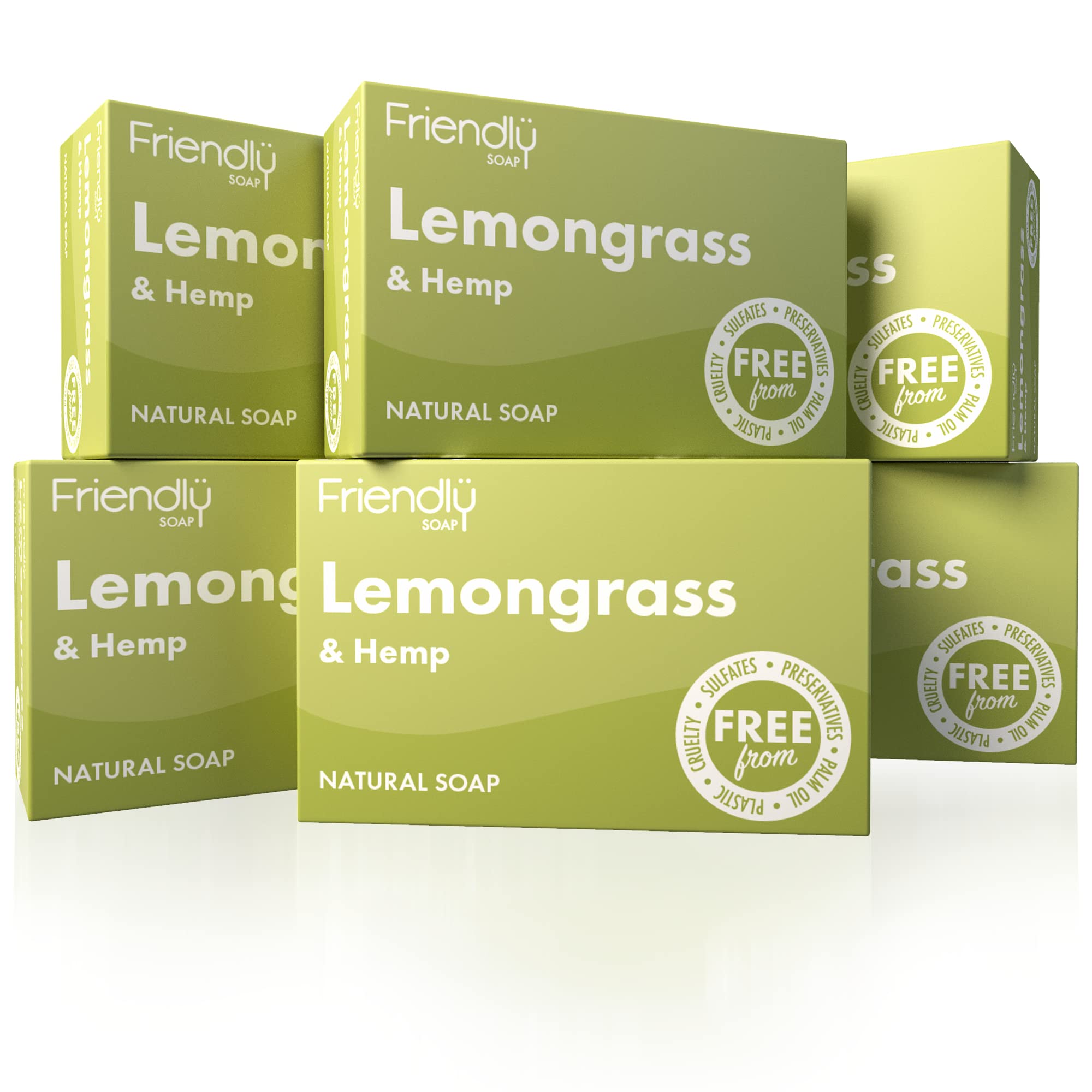 Friendly Soap Handmade Natural Lemongrass & Hemp Soap (Case of 6)