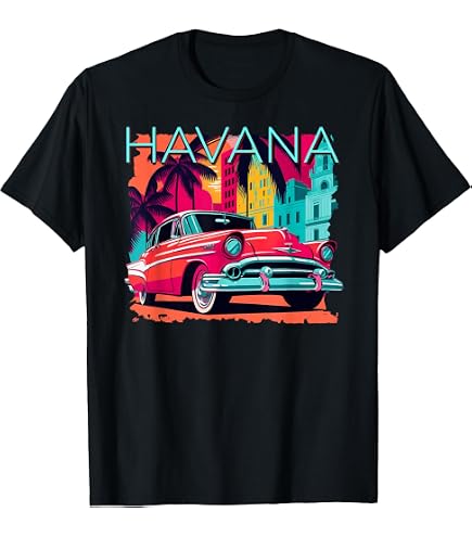 Amazon.com: Cuba Havana Vintage Cuban Flag Palm Trees Sunset T