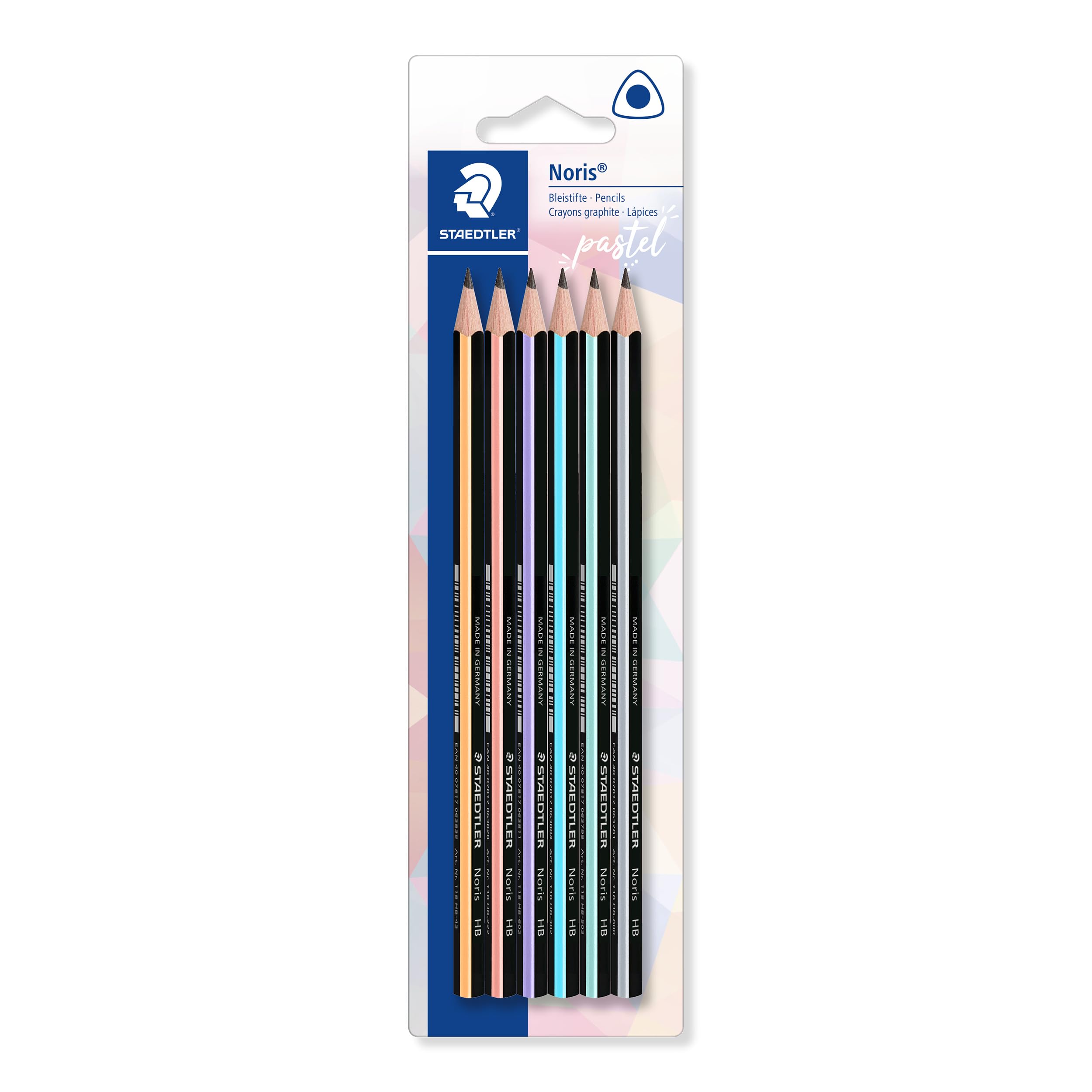 STAEDTLER 118 BK6 PA Noris Triangular Graphite Pastel Pencils - HB (Blistercard of 6 Pencils)