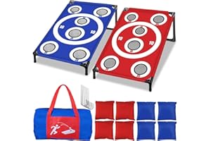 NZQXJXZ Cornhole Board Set with 8 Bean Bags 3x2 Ft Corn Hole Games Portable Cornhole Set for Indoor and Outdoor Ideal for Kids, Adults, Camping,Travel,Beach, Yard