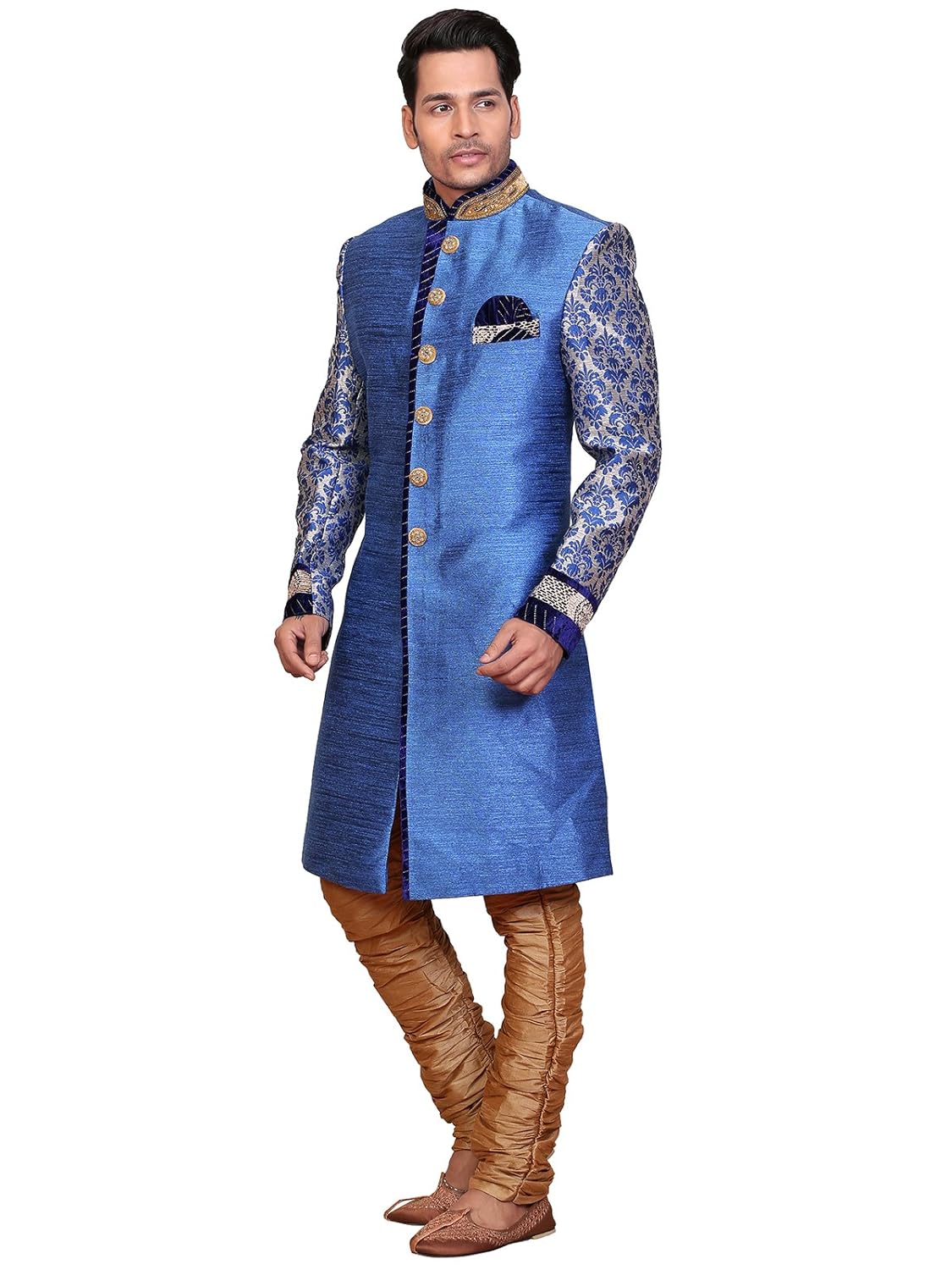 a.b.c. garmentsblue silk sherwani for mens