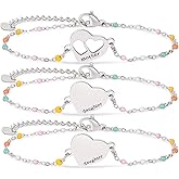 DS Mother Daughter Bracelets Set,18K Gold Plated Stainless Steel Heart Jewelry for Women Girls,Mothers Day Gifts for Mom/Daughter,Adjustable Matching Bracelets for Mommy and Me gift box packaging