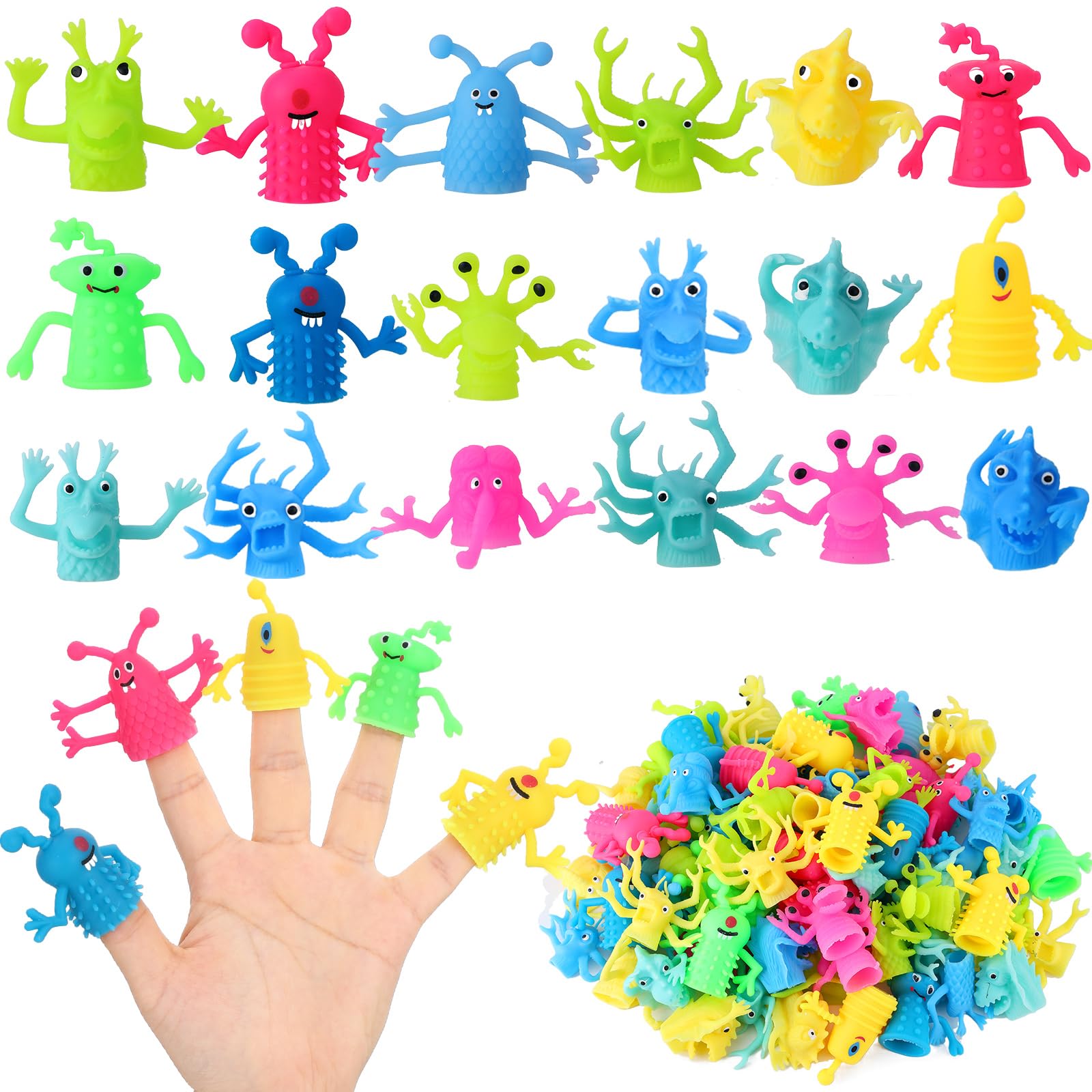 Photo 1 of 40 PCS Finger Puppets Toys Cute Monster Soft Rubber Stretchy Toys for Role Playing Birthday Kids Party Favors Fidget Doll, 9 Random Styles