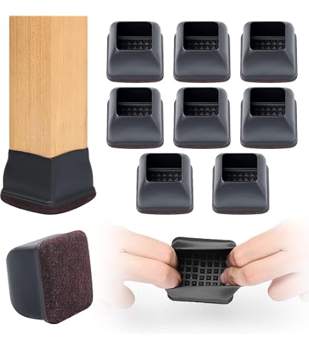 4-Pack Furniture Feet Pads – Non-Slip Chair Leg Caps With Felt, Transparent TPR + Felt For Hardwood, Tile, Laminate