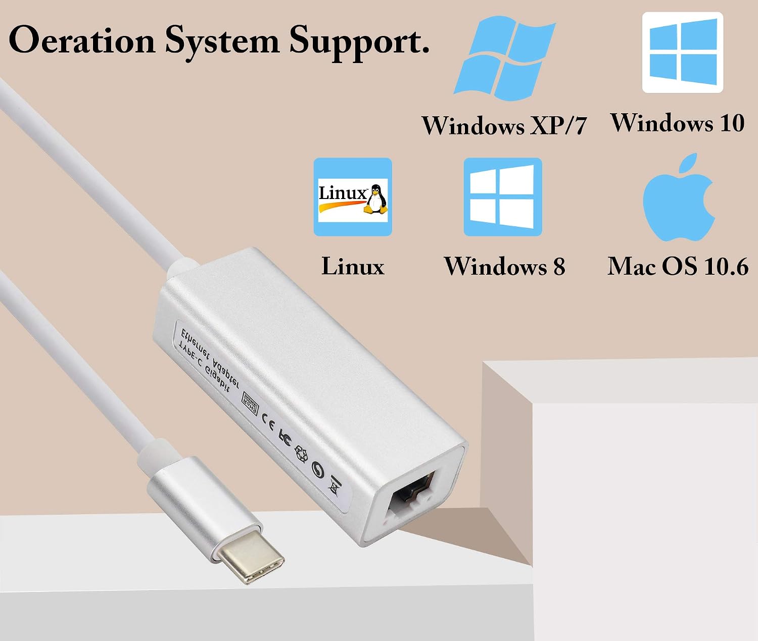 zdyCGTime Type-c male to RJ45 female Gigabit Ethernet connection cable,USB-C Network LAN Converter,Supports 10/100/1000Mbps.Compatible with Windows,Switch - Image 5