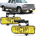 Nilight Fog Light Assembly Compatible with 1999 2000 2001 2002 GMC Sierra 1500 2500 2001 2002 Sierra 1500HD 2500HD 3500 2000-2006 Yukon Fog Lamp Amber Lens