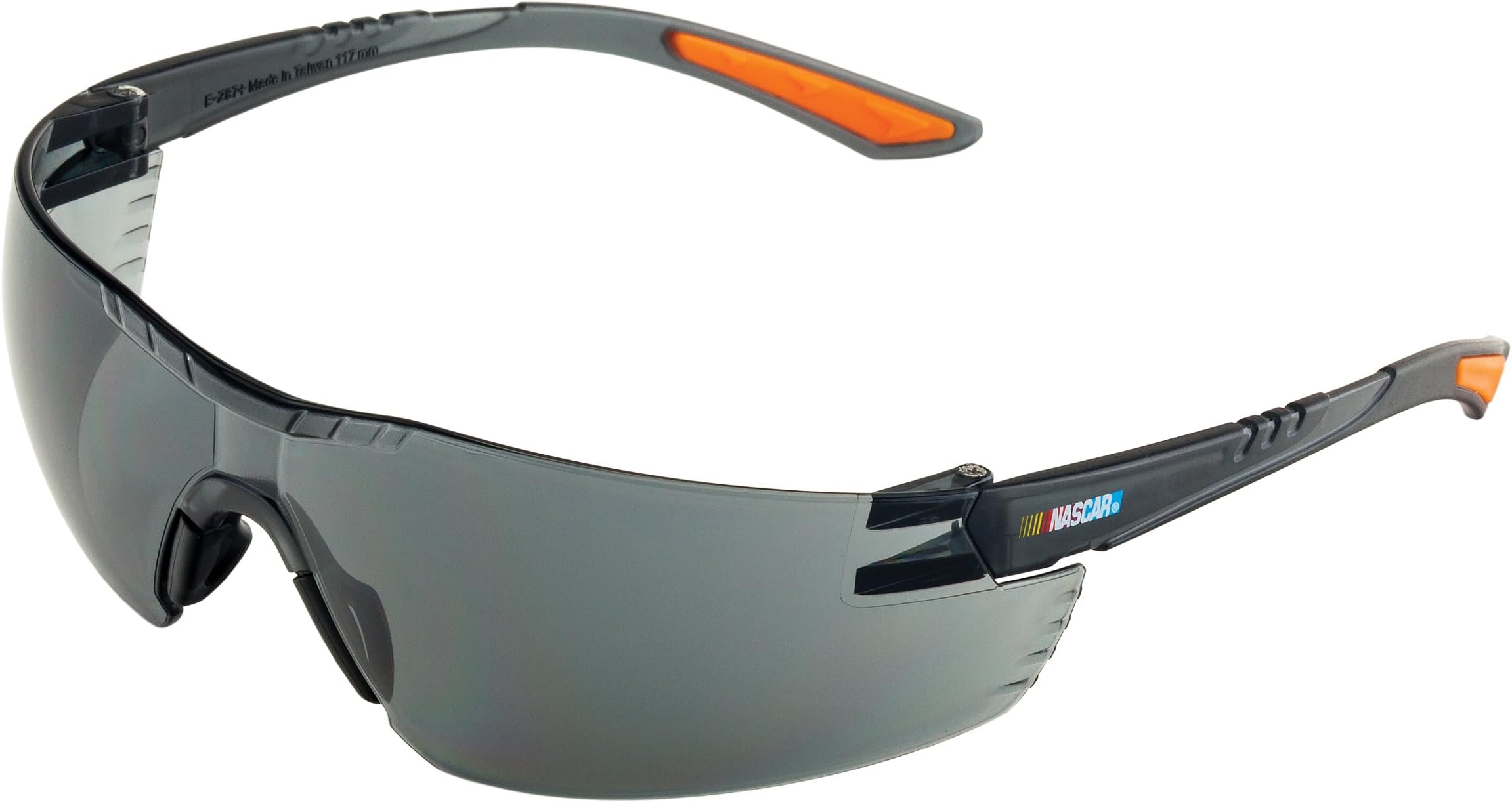 Encon Nascar 442 Wraparound High Performance Safety Eyewear with Orange Tip, Gray Lens, Gray Frame