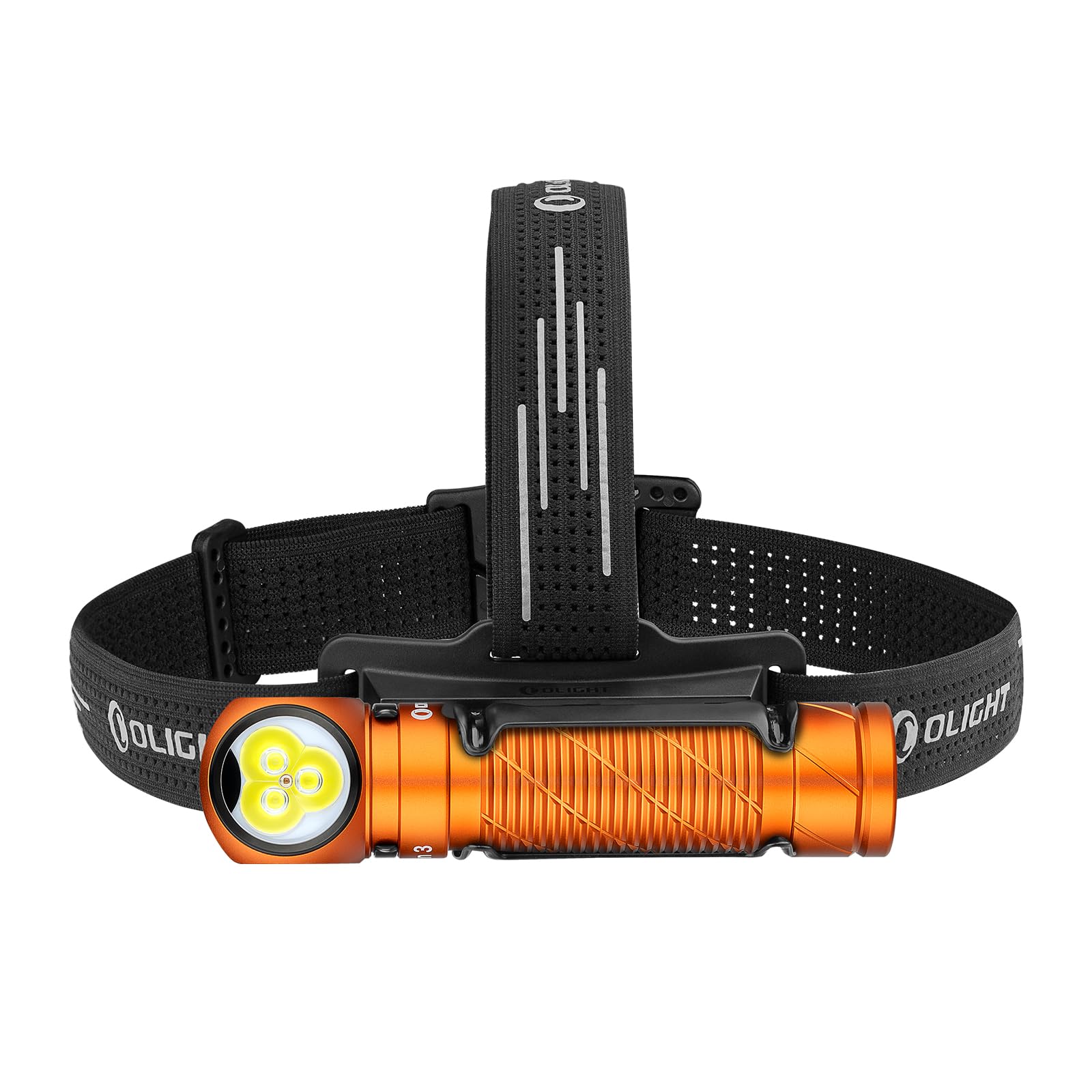 OLIGHT Perun 3 Headlamp 3000 Lumens LED Head Torch, Rechargeable Headlight with Red Light Option, Ideal for Camping, Working, Repairs and Outdoors (Orange)
