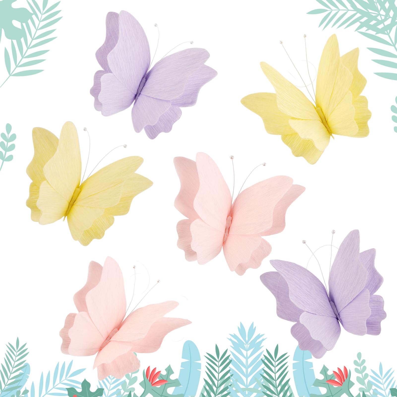 Photo 1 of SUNBEAUTY Butterfly Party Decorations Hanging Butterfly Decorations 6Pcs Crepe Paper Garden 3D Butterflies Decor Pastel Paper Butterflies Decoration for Wedding Baby Shower Birthday Party Room Decor