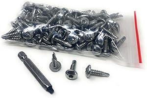 TRAILERFIX 100 Pack #10 X 3/4 Inch Self Tapping Sheet Metal Screws, Zinc, DBL SQ #2 Head Bit Included, Cargo Trailer Self Tapping Screws, Exterior RV Skin Fasteners, Enclosed Trailer Repair Screws