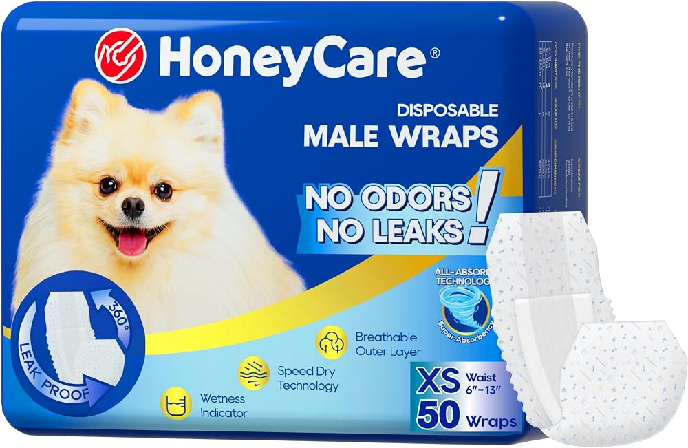 Honey Care All-Absorb A27 Male Dog Wraps Extra Small 50 Count