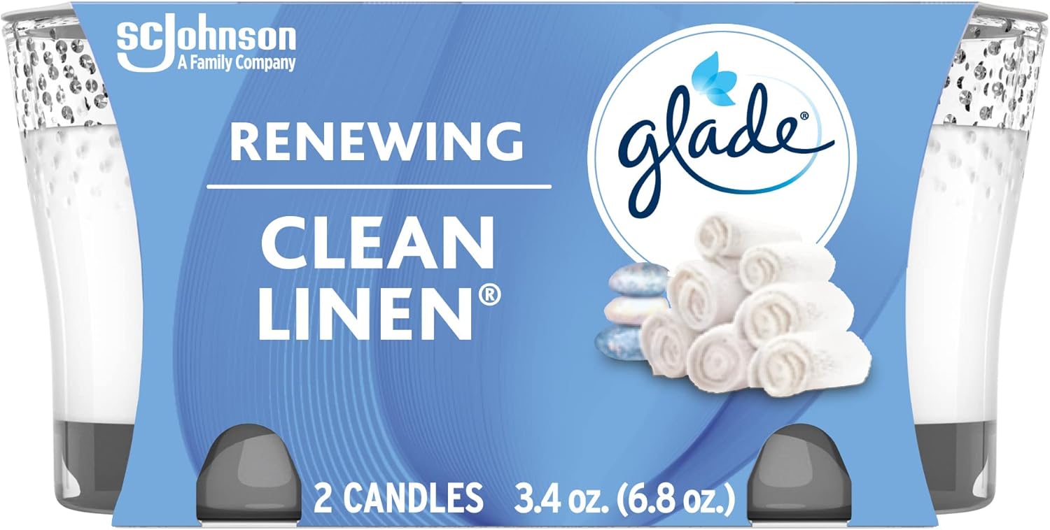 Candles & Holders - Glade Candle Jar, Air Freshener, Clean Linen, 6.8 Oz, 2 Count