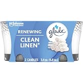 Glade Candle Jar, Air Freshener, Clean Linen, 3.4 oz, 2 Count