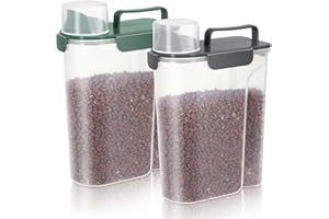 LEAWALK Cat Dog Food Storage Container,Pet food Container with Locking Lids Food Storage bin PBA-Free,For Pet food,Rice,cereals Storag (Dark Gray + Dark Green (5L-2Pack))