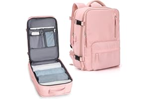 VECAVE Carry On Backpack for Women, Large Travel Backpack Flight Approved, Waterproof 17 Inch Laptop Backpack Business Work Backpacks Men Mochila De Viaje, Pink