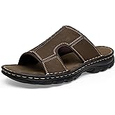 JOUSEN Sandals for Men Leather Slip on Mens Sandals Outdoor Men's Beach Slide Slippers