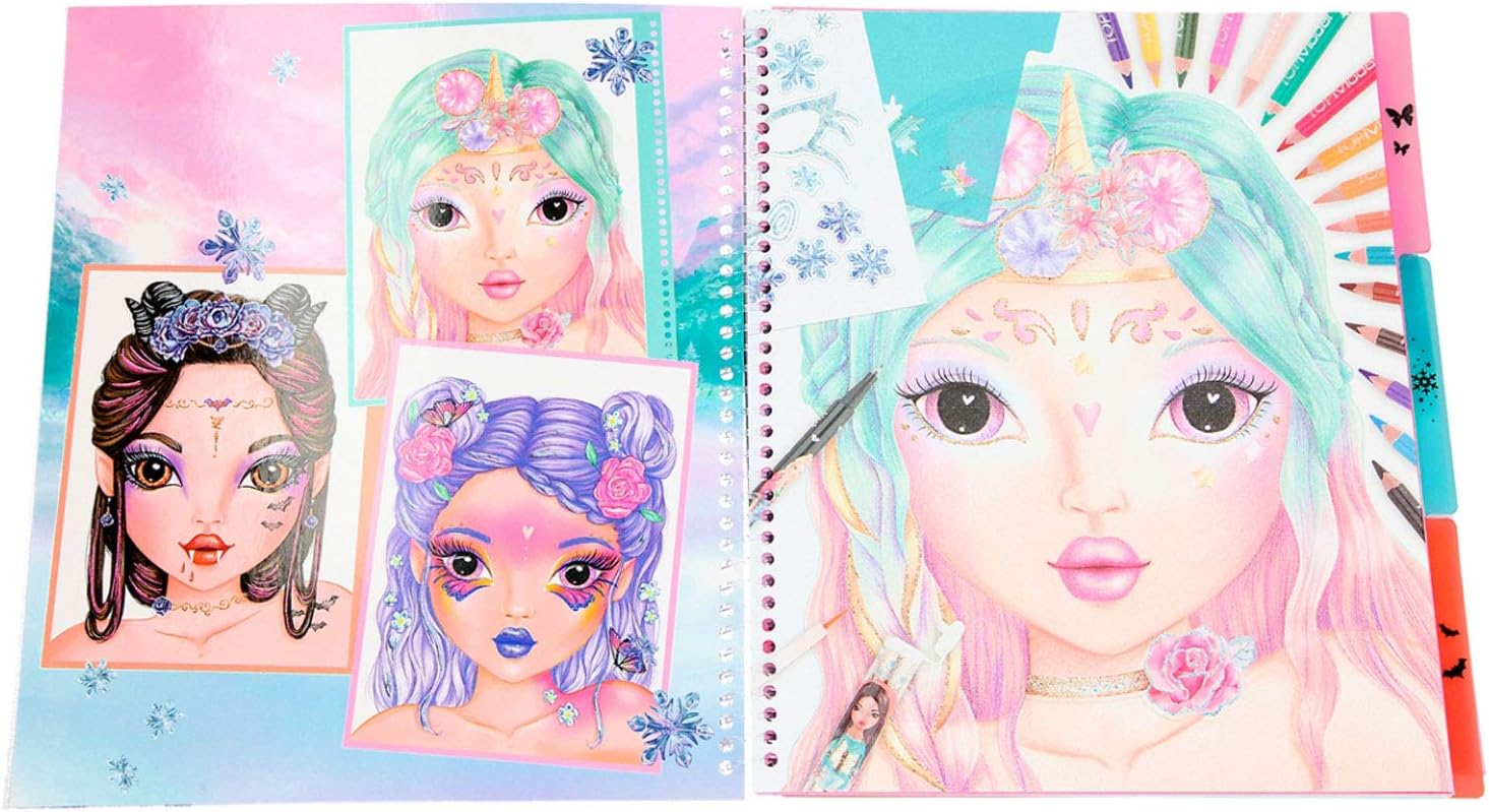 Depesche 11240 Colouring Book, Create Your Fantasy face, Approx. 24 x 21.8 x 1.8 cm, 40 Pages - Image 4