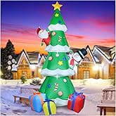 9Ft Christmas Inflatable Decoration Green Christmas Tree with Build in LED, Blow up Inflatable Tree with Multicolor Gift Boxes and Star for Christmas Party Indoor, Outdoor, Yard, Garden, Lawn Décor