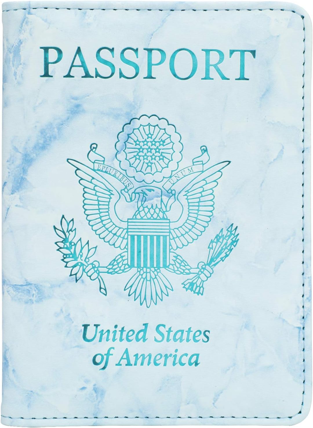 Leather Passport Holder Cover Case RFID Blocking Travel Wallet (D-Blue)