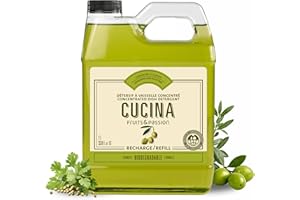 Cucina Dish Soap Refill, Coriander and Olive Tree Scent, Concentrated Formula, Biodegradable, Phosphate Free, 1 Litre, Fruits