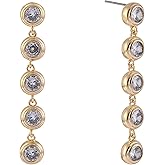 Daisy Fuentes Gold Tone Linear Earrings with Round CZ Stones