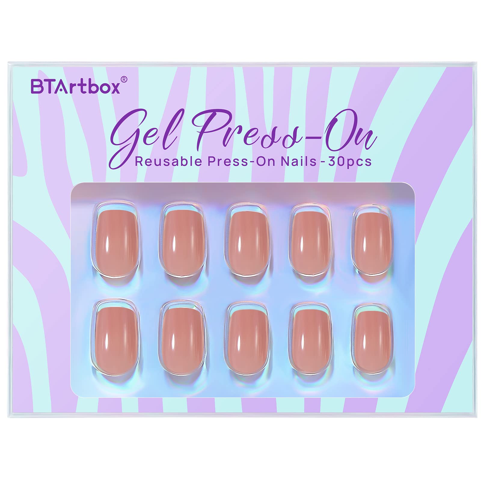 BTArtbox Press On Nails Short - Glue on Nails Square, Soft Gel Light Weight Fake Nails with Glue, Reusable Semi-Transparent Stick On Nails in 15 Sizes, Hot Cocoa - Image 8