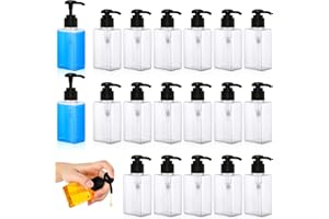 Domensi 24 Pcs 100ml /3.4 oz Pump Bottle Mini Travel Bottles Small Dispenser Containers Plastic Pump Lotion Dispenser Empty Square Travel Size Containers Toiletries (Black)