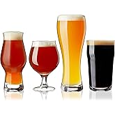 True Beer Glasses Gift Set, Durable Clear Tasting Kit for IPA, Belgian Ales, Wheat Beers, Stouts, Porters, Perfect for Beer Lovers, Home Bar, Birthday Gifts for Men, Set of 4