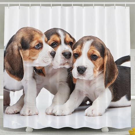 Amazon Yisliferunazキュートビーグル犬シャワーカーテン防水ポリエステル生地バスインテリアバスルームセット60 X 72inch 撥水加工 抗菌 Includesフリーフック シャワーカーテン ホーム キッチン オンライン通販