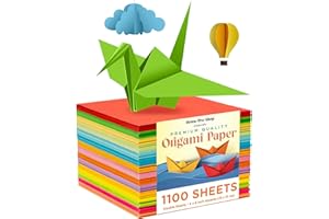 Origami Paper - 1100 Sheets - Double Sided 6x6 inches Origami Squares - 15 Vibrant Colors - Origami Set for Kids - Easy Fold 