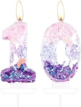 mciskin Butterfly 10 Candles Purple Pink Cake Topper 10th Birthday