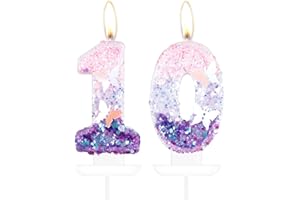 iNINGER Birthday Number 10 Candle,Butterfly 10th Birthday Party Decorations for Women/Girl,Purple Birthday Candle,2.75" Large Glitter Birthday Candles Wedding Cake Topper Anniversary Party Decor
