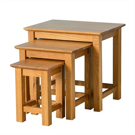 Roseland Furniture Ltd Nordic Oak Nest Of Tables Nesting Tables Amazon Co Uk Kitchen Home