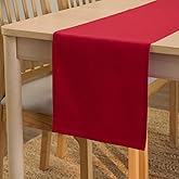 Encasa XO Table Runner 13"x104" Long | Cotton Canvas Fabric | Deep Red Solid Color | Machine Washable & Durable