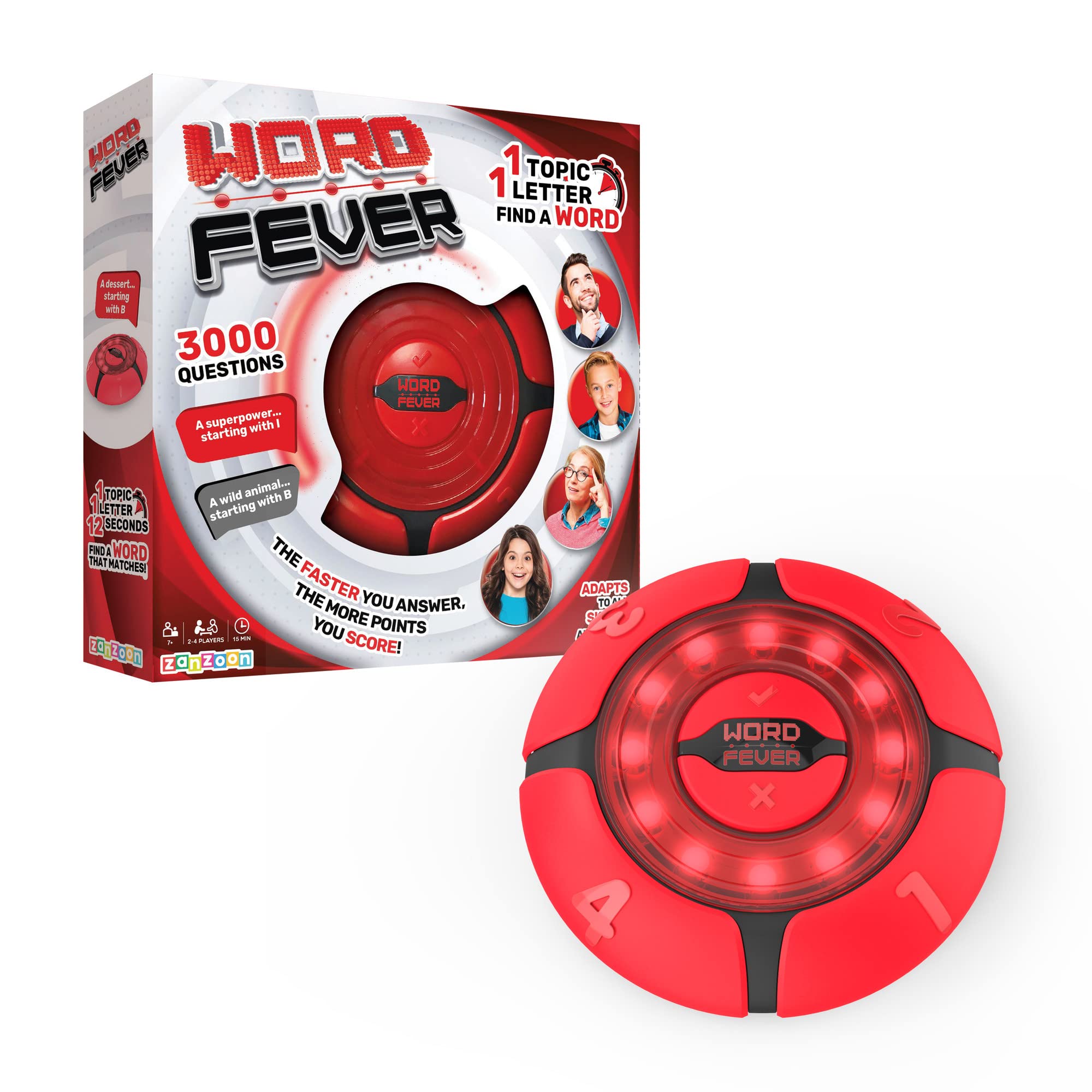 TOMY Word Fever, Word Guessing Game, Fast Paced, 3000 Questions, Ages 7+