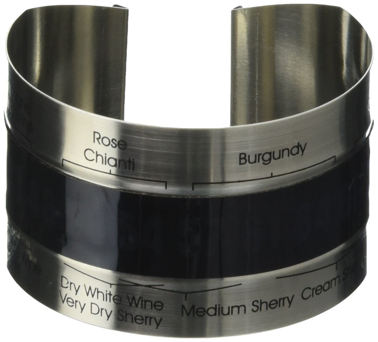 Kikkerland Steel Ring with Screen Wine Bottle Thermometer, Silver, variable size