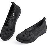 MUSSHOE Slip-on Womens Walking Shoes：Round Toe Mesh Sneakers：Comfortable Classic Casual Breathable Lightweight Loafers Flats for Mature Women Aged 30-60