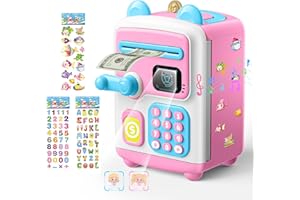 TROTK 【Upgraded】 Piggy Bank, Face ID Password Unlocking Electronic Kids Bank ATM Security Unlocking Cash Coin Bank Toys Gifts for Kids, Coin Bank for 3 4 5 6 7 8 9 10 11 12 Year Old Girls Boys
